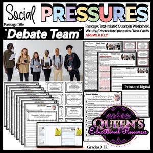 Peer Pressure Reading Passage | Positive Peer Pressure | Growth Mindset Task Cards | Social Pressure | Decision-making | Reading Passage