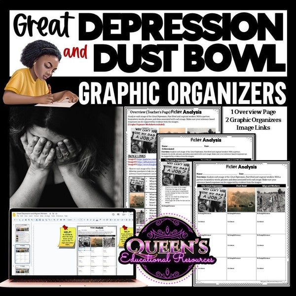 Dust Bowl and the Great Depression Differentiated Graphic Organizer, Picture Analysis, Migrant Worker, Graphic Organizers, Homeschool