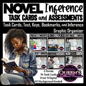 Novel Study Assessment, Inference Test, Making Inferences Task Cards, Reading Strategies, Inferring, Novel Study, Homeschool, Quiz