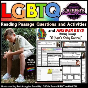 Lgbtq Reading Passage | LGBTQ Teen Issues | LGBTQ Worksheets | LGBTQ Activities | Pride Month | Gay Straight Alliance | Gay Pride