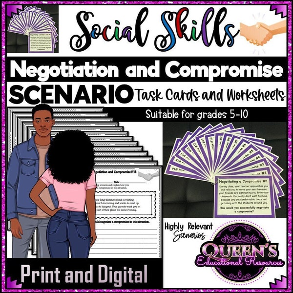 Negotiation and Compromise, Communication Skills, Communication Worksheets, Conversation Skills, Scenarios, Social Skills Scenarios, Talking