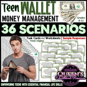 Financial Literacy | Money Management Skills Scenarios | Budgeting Skills | Situation Cards | Money Management Printable | Teen Finance