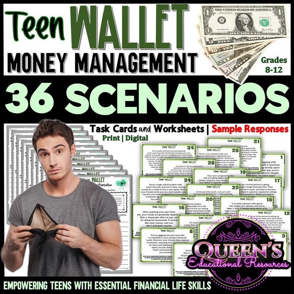 Financial Literacy | Money Management Skills Scenarios | Budgeting Skills | Situation Cards | Money Management Printable | Teen Finance