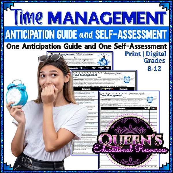 Time Management Anticipation Guides | Time Management Assessment | Time Management Strategies | Life Skills | Time Management Questions