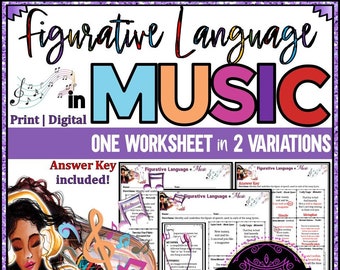 Werkblad Figuratieve taal in muziek | Figuratieve taalactiviteiten | Songtekst | Nummeranalyse