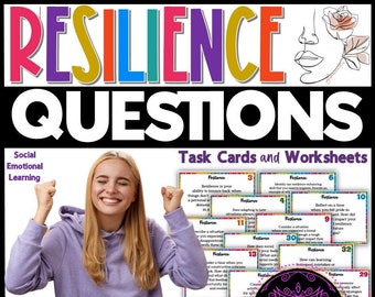 Resilience Questions | Resilience Worksheets | Task Cards | Resilience Reflection | Self-Awareness Questions | Social Emotional Learning