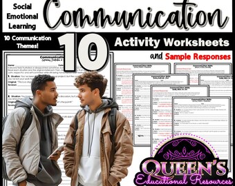 May include: Educational resource featuring "Respectful Communication" for middle and high school students. The image includes worksheets, sample responses, and the text "10 Communication Themes!" Two young people are shown in the image. The resource is from Queen's Educational Resources.