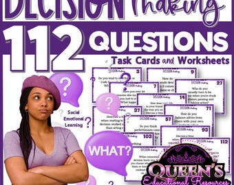 Decision-making Reflection Questions | Responsible Decision-Making Worksheets | Discussion Questions Critical Thinking | SEL