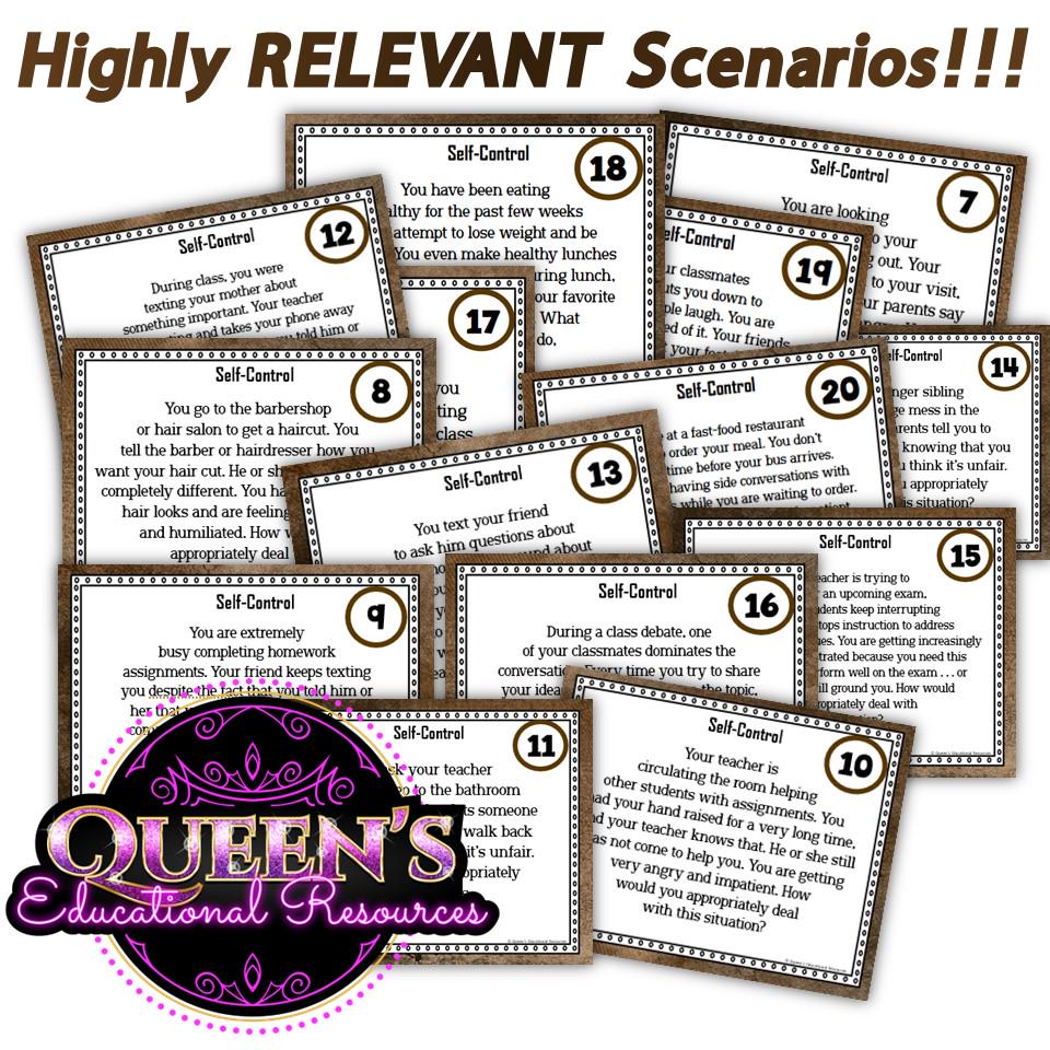 Self-control Scenarios | Self-regulation Situation Cards | Self ...
