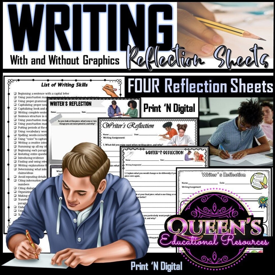 Refection Writer Writer's Reflection Worksheets | Writing Reflection | Reflection | Self ...