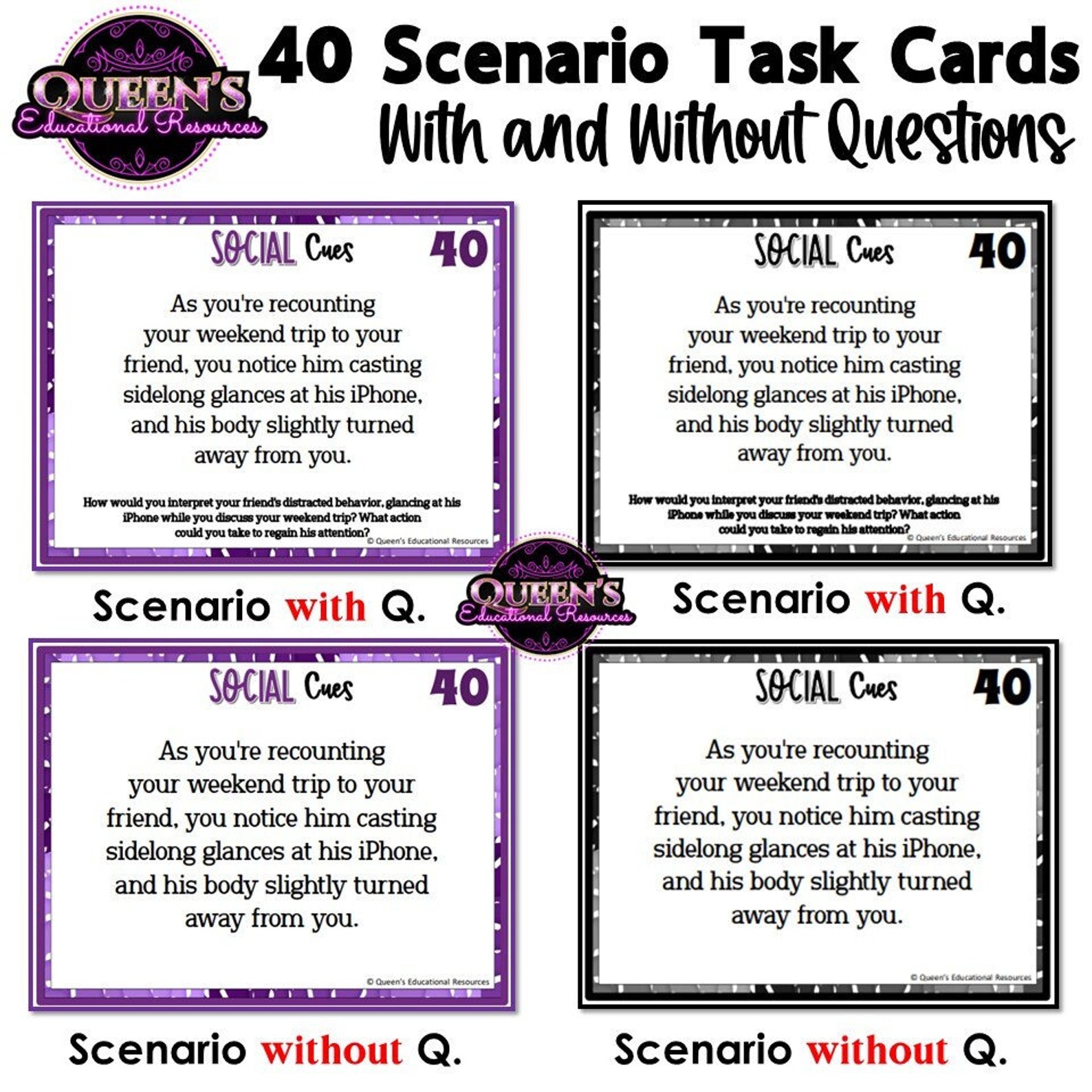 Social Cues Scenarios | Nonverbal Cues | Body Language Activities ...