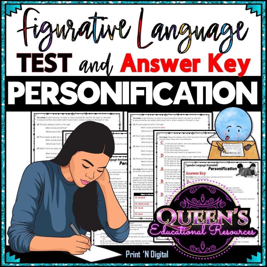 Personification Test | Figurative Language Test | Personification ...