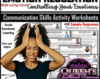 Emotional Regulation Activity Worksheets | Communication Skills Activities | SEL | Social Emotional Learning |  Healthy Relationships | SEL