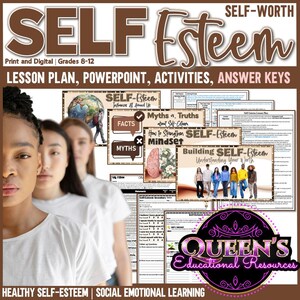 Self-Esteem Lesson and PowerPoint | Self-Esteem Worksheet Activities | Self-Worth | Self-Love | High School | Self-Worth | Self-Confidence