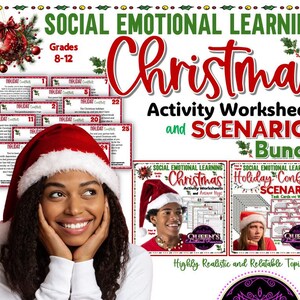 Atividades de Natal de Aprendizagem Sócio-Emocional | Cenários de Conflitos de Férias | Cenários de Natal | Cartões de Situação | Cartões de Tarefas | Férias