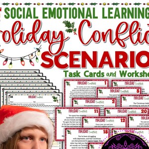 Social Emotional Learning Christmas Scenarios | Holiday Conflicts Scenarios | Christmas Scenarios | Situation Cards | Task Cards | Holiday