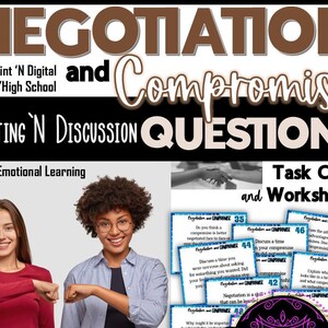 Negotiation and Compromise Questions for TEENS | Negotiation Reflection Questions | Social Skills | Communication Skills | Task Cards