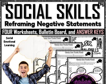 Actividades de habilidades sociales / Habilidades de comunicación / Aprendizaje socioemocional / Reformulación de afirmaciones negativas / Aprendizaje socioemocional / Hojas de trabajo / Habilidades para la vida