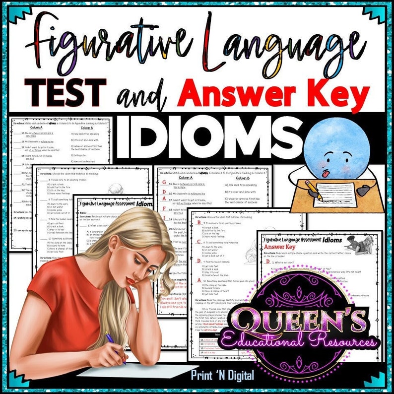 Idiom Test | Figurative Language Test | Idiom Assessment | Reading ...