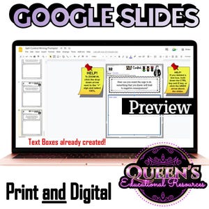 K&ouml;nnte beinhalten: Ein Laptop-Bildschirm zeigt eine Google Slides-Pr&auml;sentation mit dem Titel "Self-Control Writing Prompts". Die Pr&auml;sentation enth&auml;lt eine Folie mit dem Text "Wie kannst du der Versuchung widerstehen, etwas zu tun, von dem du wei&szlig;t, dass es zu negativen Konsequenzen f&uuml;hrt?" und eine weitere Folie mit dem Text "HILFE! Wenn du ein Textfeld gel&ouml;scht hast, halte die STRG-Taste und die Z-Taste gedr&uuml;ckt oder klicke auf den R&uuml;ckg&auml;ngig-Pfeil &uuml;ber den Folien."