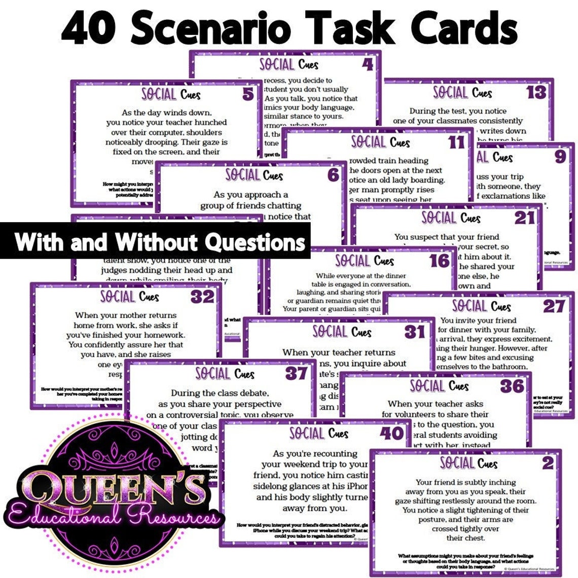 Social Cues Scenarios | Nonverbal Cues | Body Language Activities ...