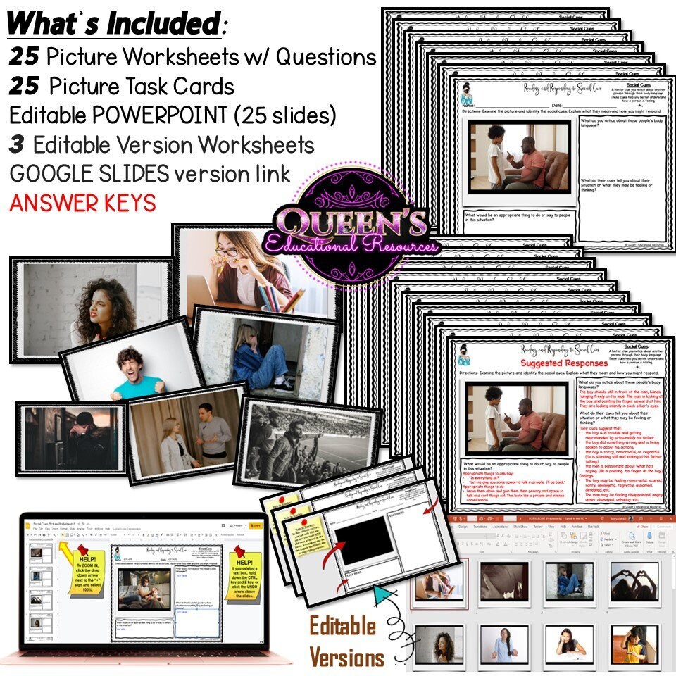 Social Cues Scenarios | Nonverbal Cues | Body Language Activities ...