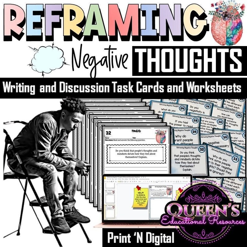 Growth Mindset, Reframing Negative Thoughts Questions, Reflection ...