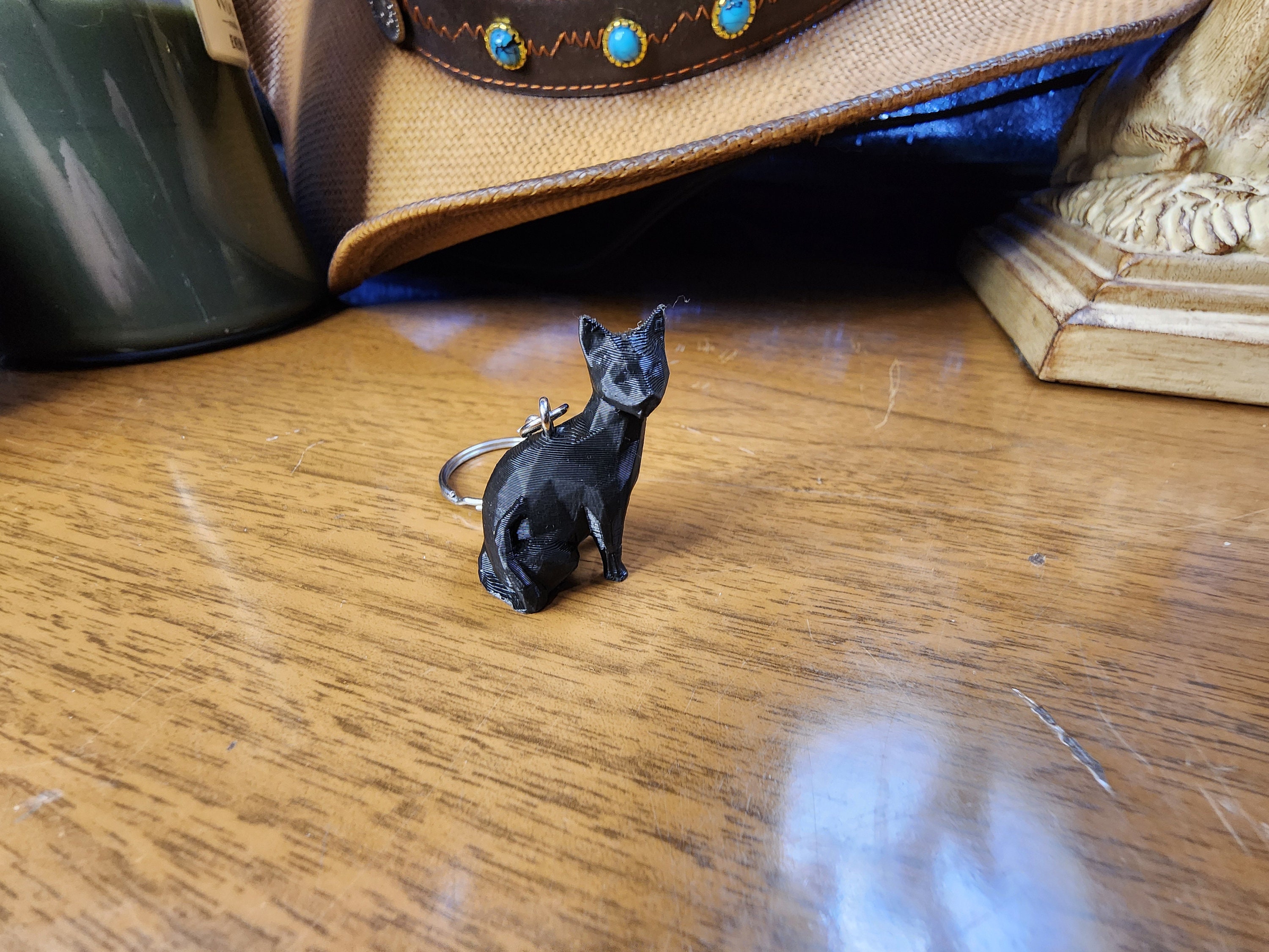 Cat Keychain 3d Printed Keychain Gift for Cat Lover Low Poly Cat Gift ...