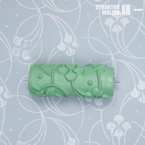 Pattern roller / texture roller 1656 with sickle-shaped leaves in the Art Nouveau style - PVC 15cm / 6"