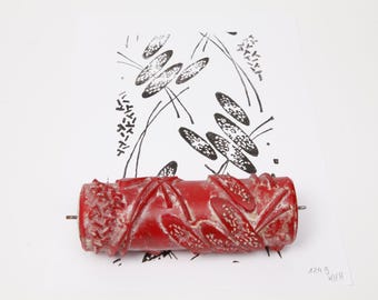 Mönsterroller 1249 KHH - 1950-tals abstrakt blommönster för vintage väggdesign - Vintage målarroller / texturroller / gummiroller - 15 cm / 6"