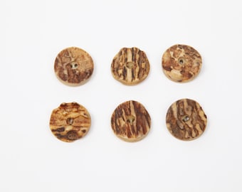 Set of 6 horn buttons - 2.5 cm - round horn buttons, 2 holes, from traditional costumes for jackets, cardigans, and jackets - vintage