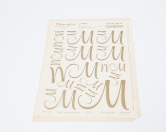 1 sheet of Typofix initials letter M gold - vintage rubon transfer gold letters similar to Letraset Decanorma - sheet size: 19.5 x 14 cm