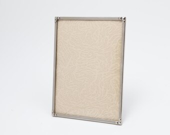 Marco Art Déco elegante, latón plateado, cristal abovedado, 13 x 18 cm con hermosos adornos sencillos, rectangular, Jyden (26-0012)