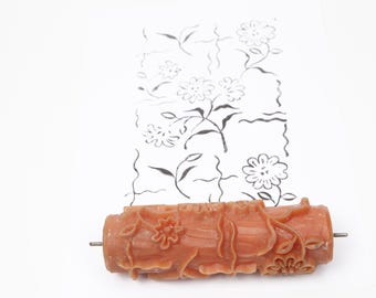 Vintage Pattern Roller / Texture Roller / Paint Roller 793 BSS – 1930s Floral Wallpaper Design – 15 cm