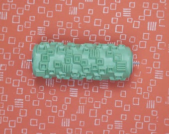Pattern roller / texture roller / wallpaper roller - Pattern 1630 with small squares / rectangles as a geometric pattern - 15cm / 6"