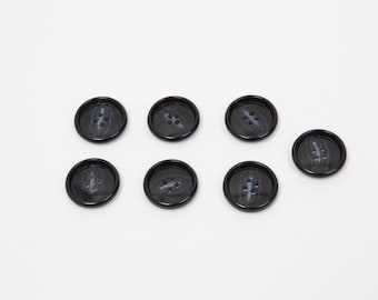 Set of 7 horn buttons - 2.5 cm - round plastic buttons, 4 holes, for vintage cardigan/jacket