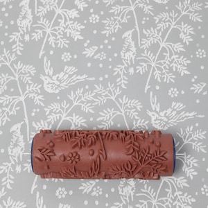 Patroonroller / textuurroller / stempel / ronde stempel Vogels Grassen Takken - 15 cm / 6"