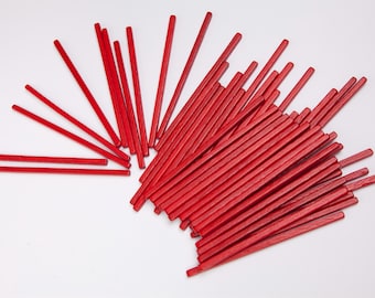 50 regletas de conteo, 3 x 3 mm y 10 cm de largo - madera de haya, lacada en rojo - material escolar, aritmética, matemáticas, Montessori