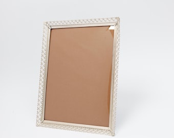 Intricate, whimsical silver-plated brass frame (18x24 cm) with rich ornamentation and curved glass; Scandinavian/Hygge style (26-0045)