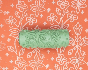 Pattern roller / texture roller / wallpaper roller - floral pattern 8580-KHH with floral tendrils, floral pattern, blossoms - 15cm / 6"