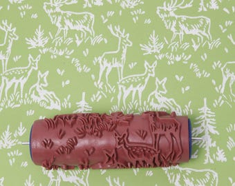 Pattern roller / texture roller / stamp / round stamp deer roe deer fawn forest hunting - 15cm / 6" - 15cm / 6"