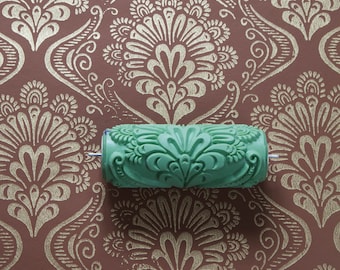 Pattern roller / texture roller 1612 with baroque damask wallpaper pattern - 15cm / 6" wide
