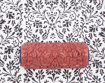 Pattern roller / texture roller / stamp / round stamp CN-134 – Dense Baroque Damask Pattern - 15cm / 6"