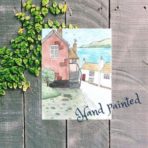 Watercolour Costal Village painting