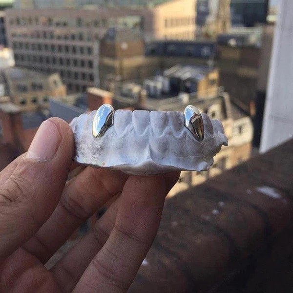 White Gold Teeth, Gold Grillz for Men and Women, Shiny Grillz Jewelry, Fitted Teeth Grills, Iced Out Grillz, Bottom Grillz