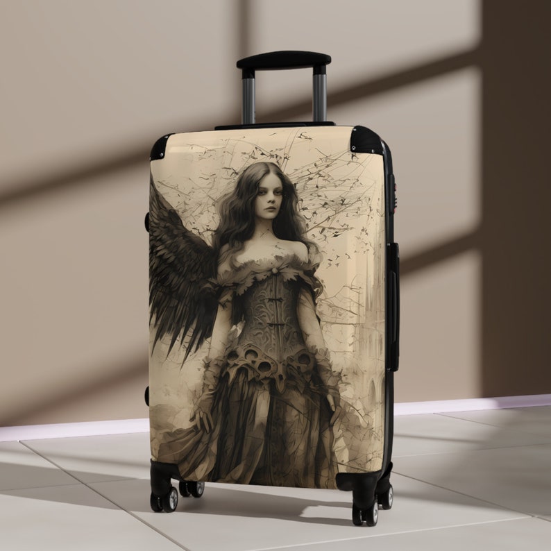 Seraphina Gothic Suitcase, Gothic Style Luggage, Unique Travel Accessories, Goth Girl Inspired
