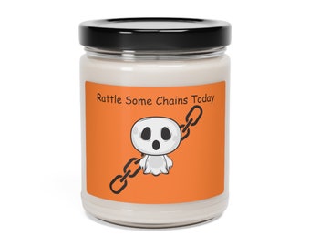 Orange Rattle Some Chains Today Scented Soy Candle, 9oz, Halloween Decor, Halloween Candles, Ghost, Ghost Candles, Halloween Decorations