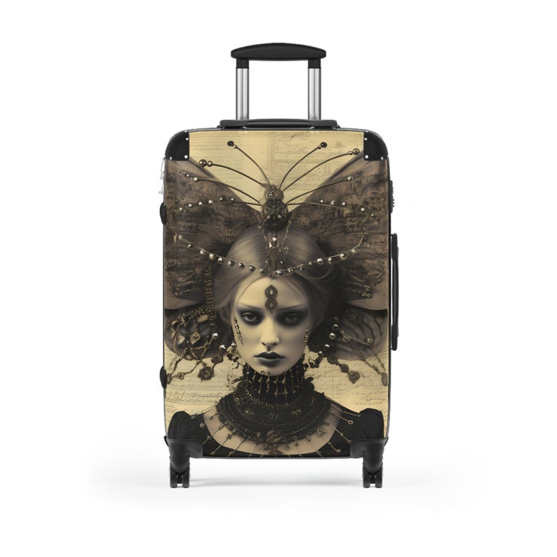 Gabriella Gothic Suitcase, Gothic Inspired Luggage, Unique Travel Accessories, Goth Girl Luggage