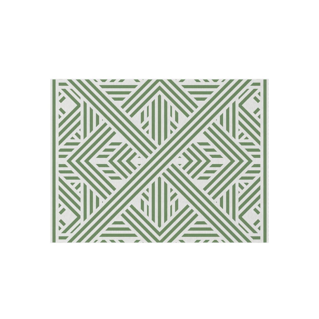 Green Geometric Design Outdoor Rug Etsy
