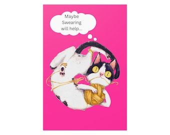 Maybe Swearing Will Help Satin Posters (210gsm), Cute Cat Posters, Funny Cat Wall Art, Funny Posters, Cute Cat Print, Funny Cat Decor,